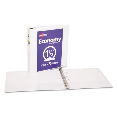 Image showing 6 th Avery Economy View Binder with Round Rings, 3 Rings, 11 in. x 8.5 in., 1-1/2 in., White