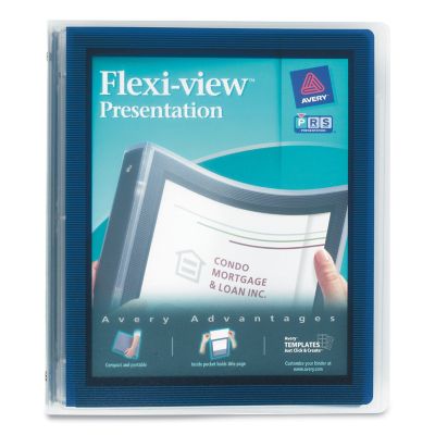Avery Flexi-View Binder with Round Rings, 3 Rings, 11 in. x 8.5 in., Navy Blue