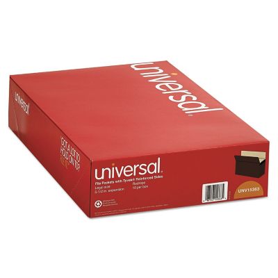 Universal Redrope Expanding File Pockets, 5.25 in. Expansion, Legal Size, Redrope, 10-Pack