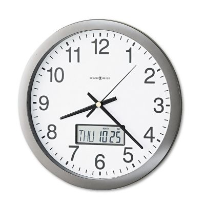 Howard Miller Chronicle Wall Clock with LCD Inset, 14 in., Gray