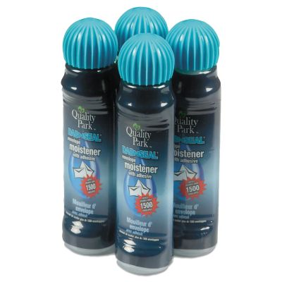Quality Park Envelope Moistener with Adhesive, 50 mL, Clear, 4-Pack
