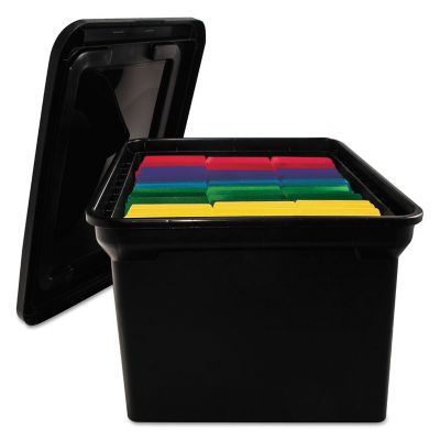 Image showing  File Tote with Lid, Letter/Legal Files, 14.13 in. x 18 in. x 10.75 in., Black