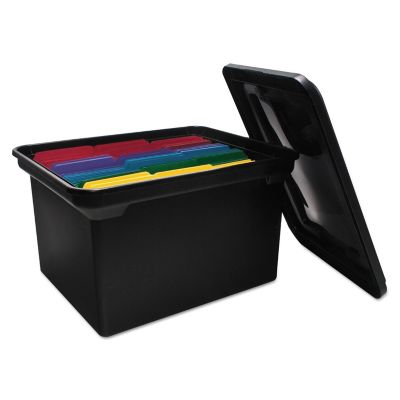 Image showing  File Tote with Lid, Letter/Legal Files, 14.13 in. x 18 in. x 10.75 in., Black