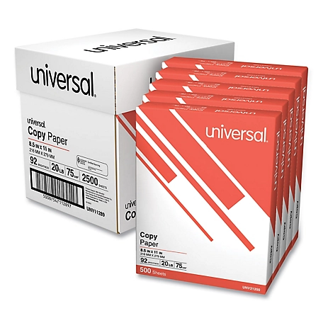 Universal® Copy Paper Convenience Carton, 92 Brightness, 20lb, 8 1/2 x11,  White, 5 Reams/CT 