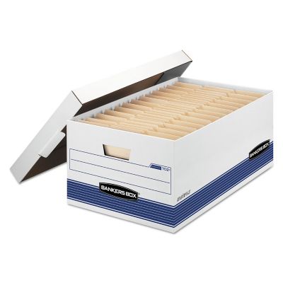 Bankers Box Stor/File End Tab File Storage Boxes, Letter/Legal Files, White/Blue, 12-Pack