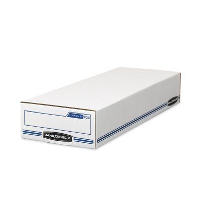 Bankers Box Stor/File Check Storage Boxes, 9.25 in. x 25 in. x 4.13 in., White/Blue, 12 pk.
