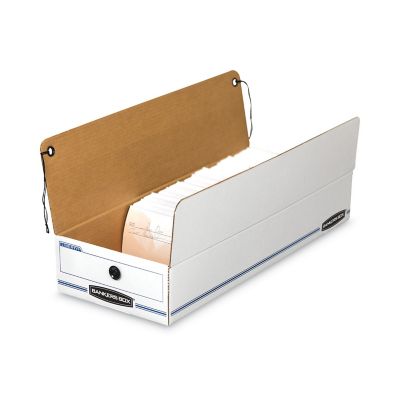 Image showing  Stor/File Check Storage Boxes, 9.25 in. x 25 in. x 4.13 in., White/Blue, 12-Pack