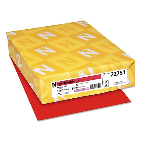 ASTROBRIGHTS Color Cardstock, 65 lb., 8.5 in. x 11 in., Red, 250 pk.