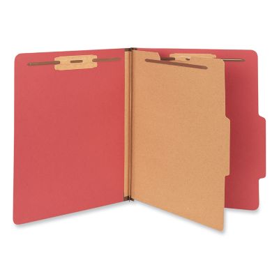 Universal Bright-Colored Pressboard Classification Folders, 1 Divider, Letter Size, Ruby Red, 10 pk.