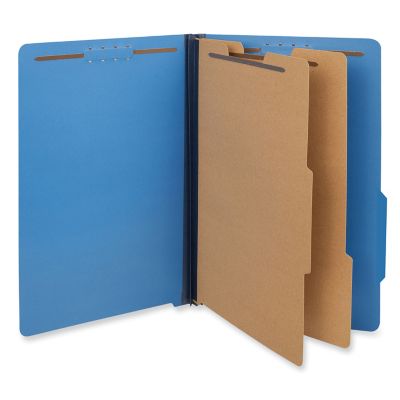 Universal Bright-Colored Pressboard Classification Folders, 2 Dividers, Legal Size, Cobalt Blue, 10-Pack