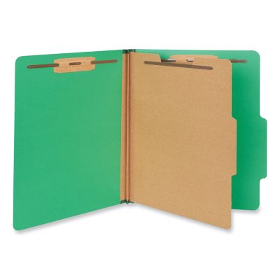 Universal Bright-Colored Pressboard Classification Folders, 1 Divider, Letter Size, Emerald Green, 10 pk.
