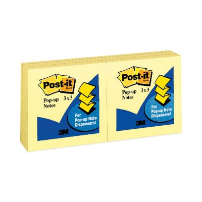 Post-it Pop-up Notes Original Canary Yellow Pop-Up Refill, 3 in. x 3 in., 12-Pack