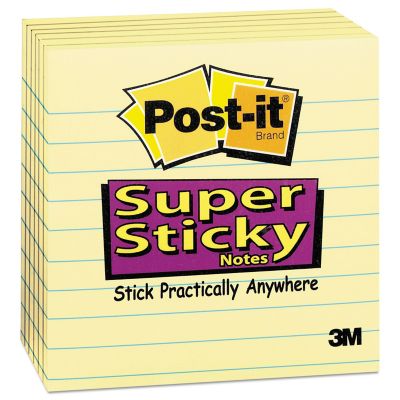 Post-it Notes Super Sticky Canary Yellow Note Pads, 4 in. x 4 in., 90 Sheets, 6 pk.