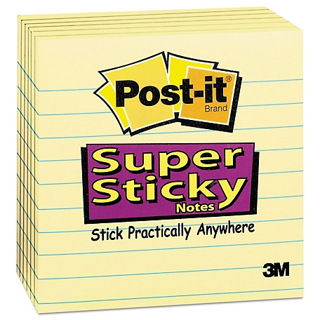 Post-it Notes Super Sticky Canary Yellow Note Pads, 4 in. x 4 in., 90 Sheets, 6-Pack