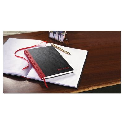 Image showing  Casebound Notebooks, Wide/Legal Rule, Black Cover, 8.25 in. x 5.68 in., 96-Pack