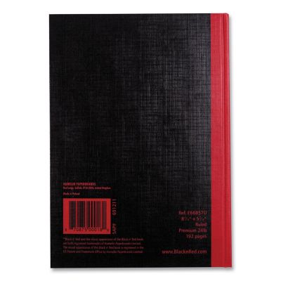 Image showing  Casebound Notebooks, Wide/Legal Rule, Black Cover, 8.25 in. x 5.68 in., 96-Pack