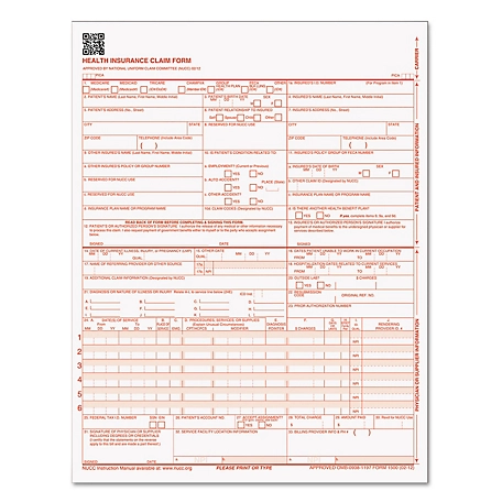 Tops Centers for Medicare and Medicaid Services Claim Forms, 8-1/2 in. x 11 in., 500-Pack