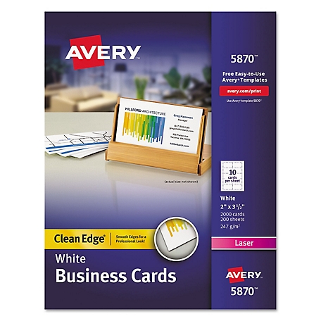 Avery Clean Edge Business Card Value Pack, 2 in. x 3-1/2 in., White, 2,000-Pack
