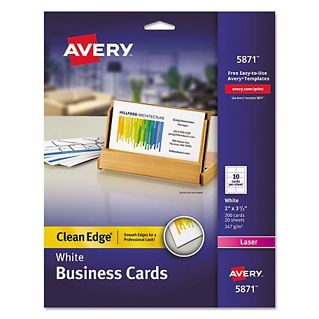 Avery Clean Edge Business Cards, 2 in. x 3-1/2 in., White, 200-Pack