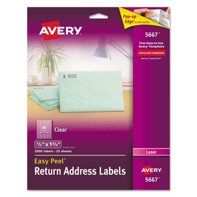 Avery Matte Easy Peel Mailing Labels with Sure Feed Technology, 0.5 in. x 1.75 in., Clear, 25 pk.