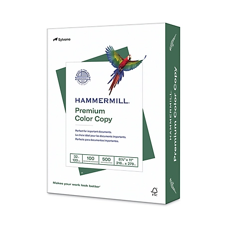 Hammermill Premium Color Copy Print Paper, 100 Brightness, 32 lb., 8.5 in. x 11 in., Photo White