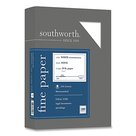 Southworth 25% Cotton Business Paper, 95 Brightness, 20 lb., 8.5 in. x 11 in., White
