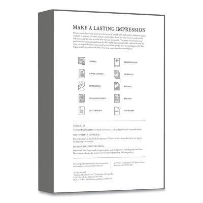 Image showing 2 th Southworth 25% Cotton Business Paper, 95 Brightness, 20 lb., 8.5 in. x 11 in., White