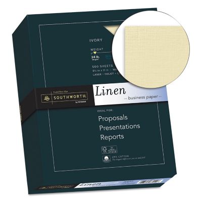 Image showing  25% Cotton Linen Business Paper, 24 lb., 8.5 in. x 11 in., Ivory