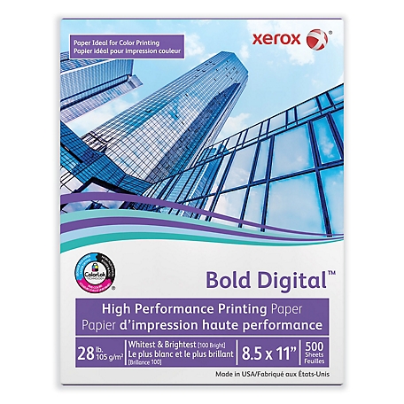 Xerox Bold Digital Printing Paper, 100 Brightness, 28 lb., 8.5 in. x 11 in., White, 500 pk.