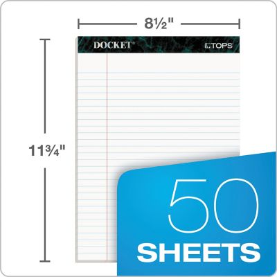 Image showing  Docket Ruled Perforated Pads, Wide/Legal Rule, 8.5 in. x 11.75 in., White, 12-Pack