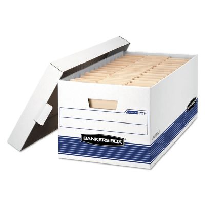Bankers Box Stor/File Medium-Duty File Storage Boxes, Letter, White/Blue, 12 pk.