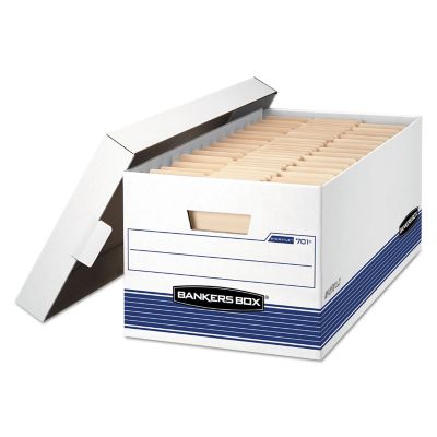 Bankers Box Stor/File Medium-Duty File Storage Boxes, Letter, White/Blue, 12-Pack