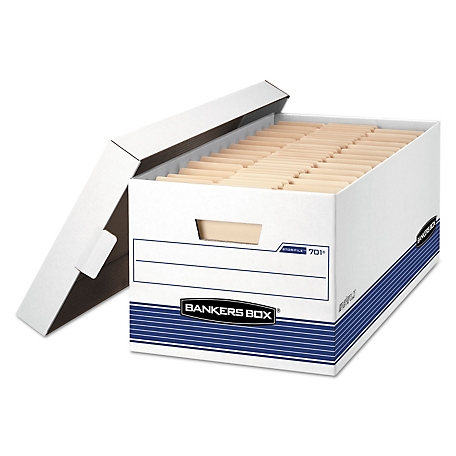Bankers Box Stor/File Medium-Duty File Storage Boxes, Letter, White/Blue, 12 pk.