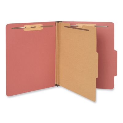 Universal 4-Section Pressboard Classification Folders, 1 Divider, Letter Size, Red, 10-Pack