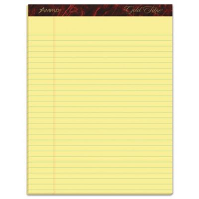 Ampad Gold Fiber Writing Pads, Wide and Legal Rule, 8.5 in. x 11.75 in., Canary, 50 Sheets, 12-Pack
