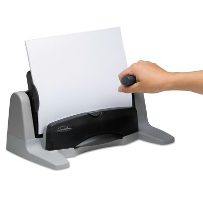 Image showing 2 th Swingline 40-Sheet Lighttouch 2-7 Hole Punch, 9/32 in. Holes, Black/Gray