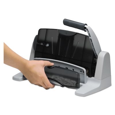 Image showing 3 th Swingline 40-Sheet Lighttouch 2-7 Hole Punch, 9/32 in. Holes, Black/Gray