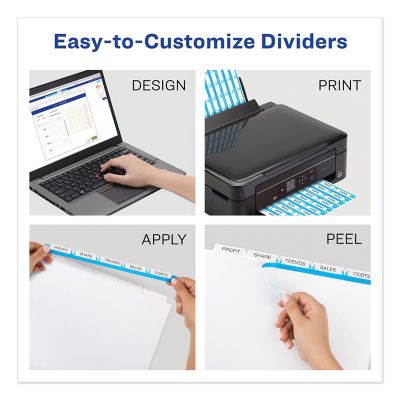 Image showing  Print and Apply Index Maker Label Dividers, 5 White Tabs, Letter Size, Clear, 5 Sets