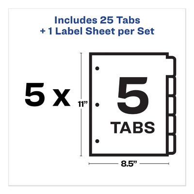 Image showing  Print and Apply Index Maker Label Dividers, 5 White Tabs, Letter Size, Clear, 5 Sets