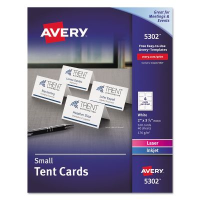 Avery Small Tent Card, White, 2 in. x 3-1/2 in., 160-Pack