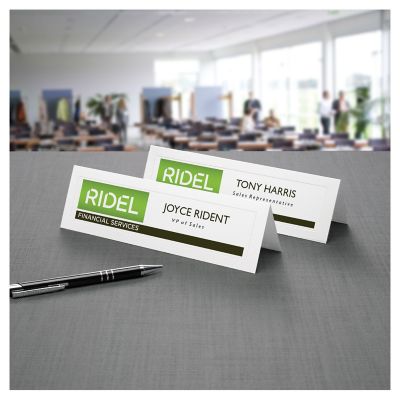 Image showing  Medium Embossed Tent Cards, White, 2-1/2 in. x 8.5 in., 100-Pack