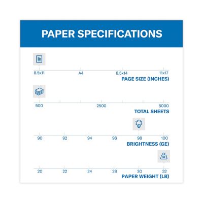 Image showing  Premium Laser Print Paper, 98 Brightness, 32 lb., 8.5 in. x 11 in., White