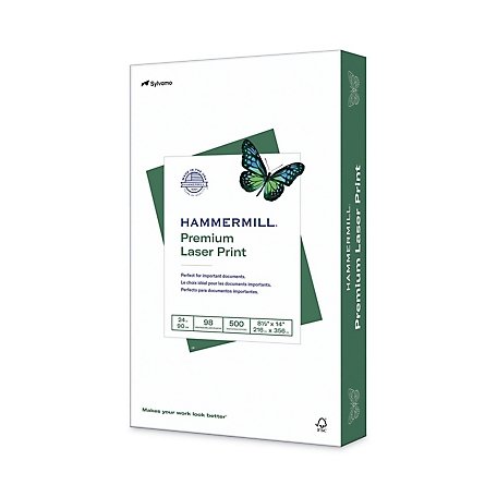 Hammermill Premium Laser Print Paper, 8.5 in. x 14 in., 98 Brightness, 24 lb., White