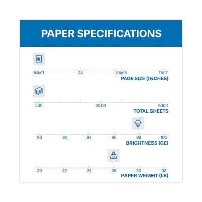 Image showing  Premium Laser Print Paper, 98 Brightness, 28 lb., 8.5 in. x 11 in., White