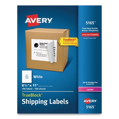 Avery Shipping Labels with TrueBlock Technology, 8.5 in. x 11 in., White, 100-Pack
