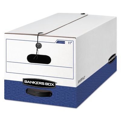 Bankers Box Liberty Heavy-Duty Strength Filing Storage Boxes, White/Blue, 12 in. x 10 in. x 24 in., 12-Pack