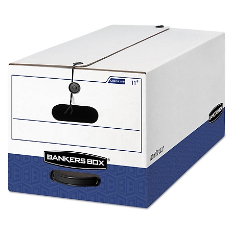 Bankers Box Liberty Heavy-Duty Strength Filing Storage Boxes, White/Blue, 12 in. x 10 in. x 24 in., 12 pk.