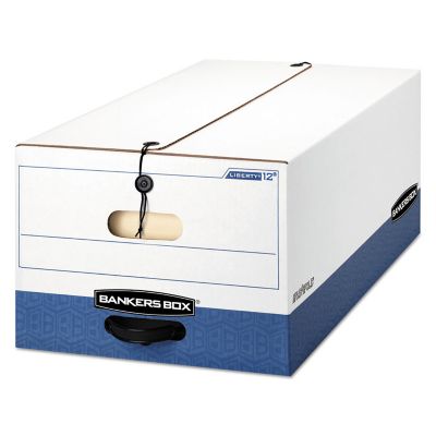 Bankers Box Liberty Heavy-Duty Strength Filing Storage Boxes, White/Blue, 15 in. x 10 in. x 24 in., 12-Pack