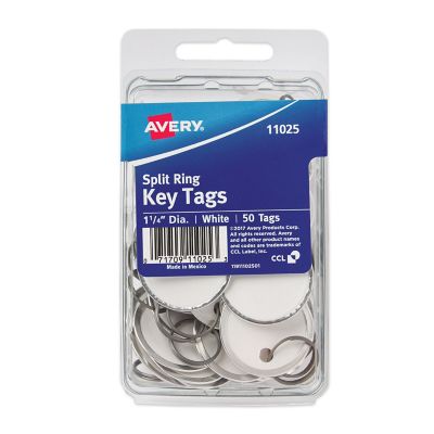 Avery Key Tags with Split Ring, White, 50-Pack