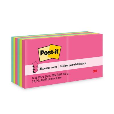 Post-it Pop-up Notes Original Refill, 3 in. x 3 in., Assorted, 100 Sheets, 12-Pack